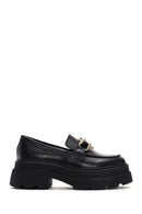 Kadın Siyah Deri Kalın Tabanlı Maskülen Loafer | Derimod