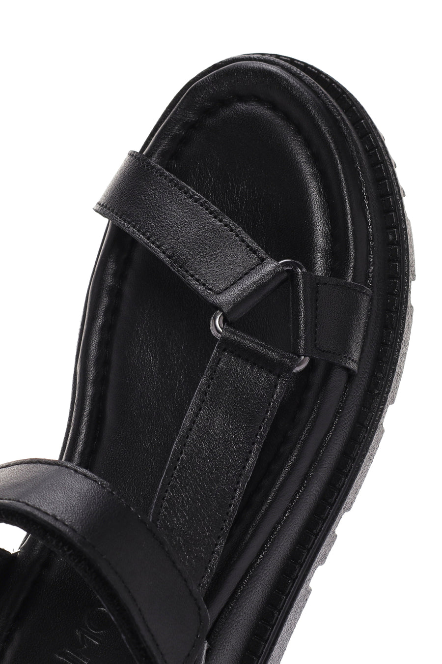 Women's Black Ankle Strap Leather Comfort Sandals