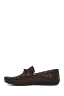 Erkek Kahverengi Kroko Desenli Deri Casual Loafer | Derimod