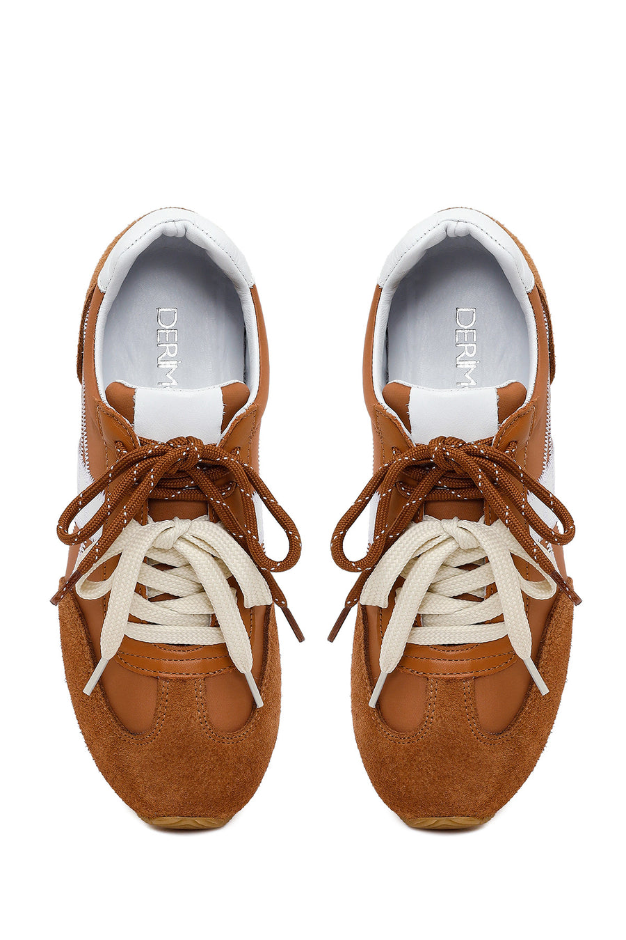 Kadın Taba Bağcıklı Deri Sneaker
