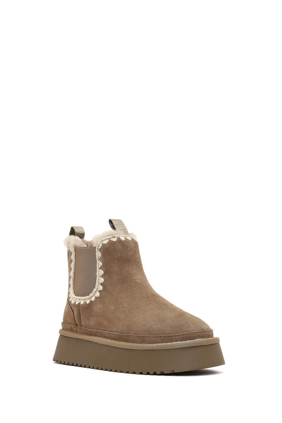 Woman Mink Thick-Soled Patterned Suede Teddy Boots