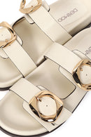 Woman Cream Double-Buckle Slippers | Derimod