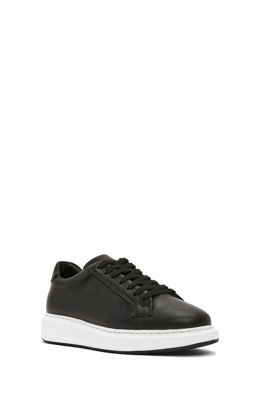 Erkek Siyah Bağcıklı Deri Sneaker