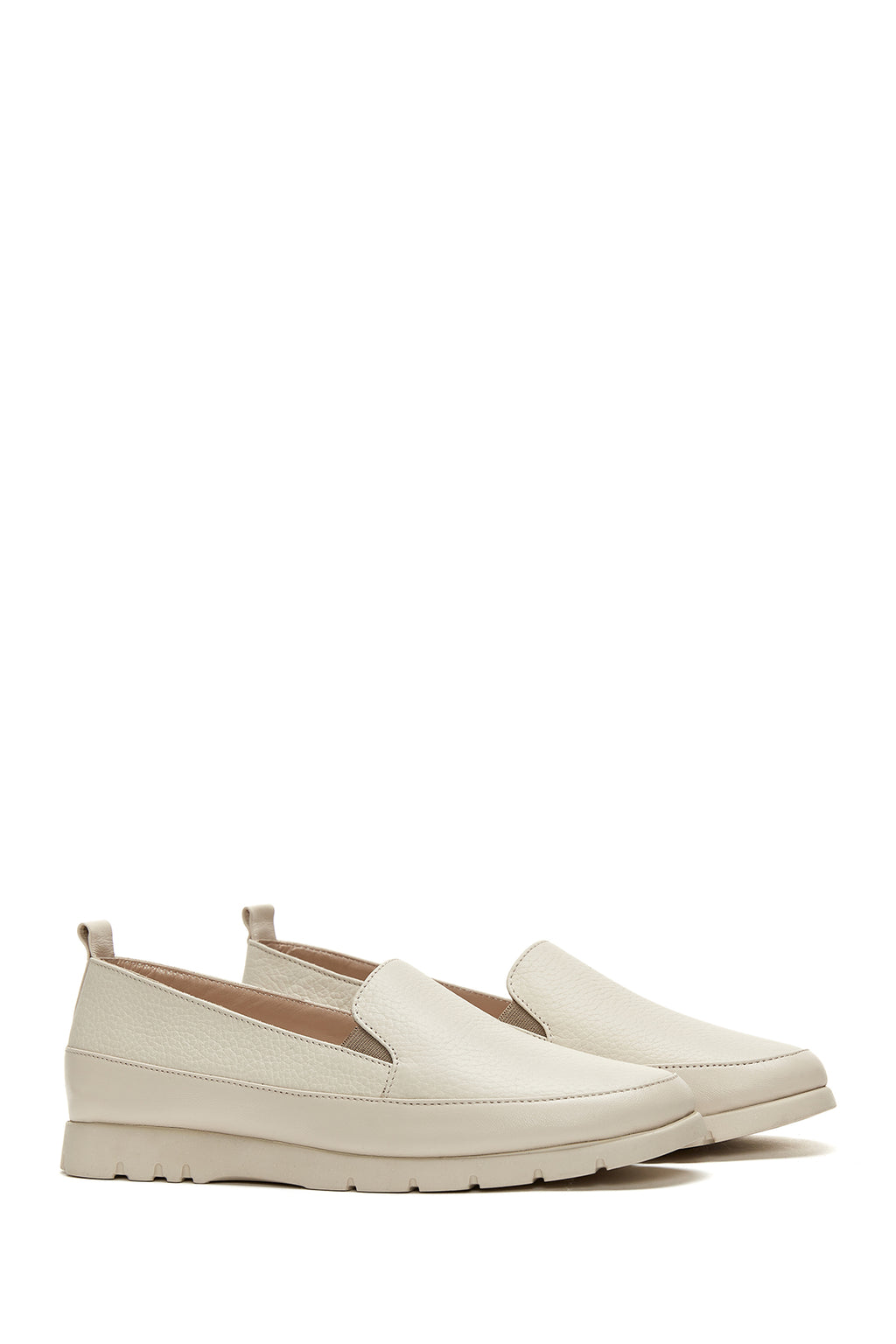 Kadın Bej Deri Comfort Loafer