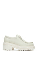 Women's Beige Leather Masculine Loafer | Derimod