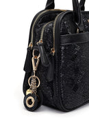 Woman Black Long-Strap Printed Shoulder Bag | Derimod