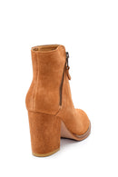 Women's Suede Zipper Detailed Heeled Boots | Derimod