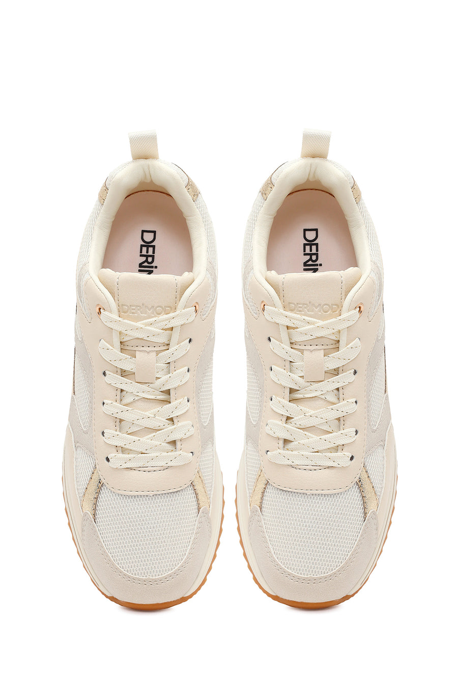 Kadın Bej Bağcıklı Sneaker