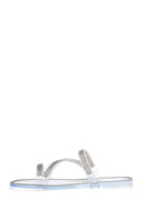 Women's White Jelly Transparent Stone Flat Slippers | Derimod