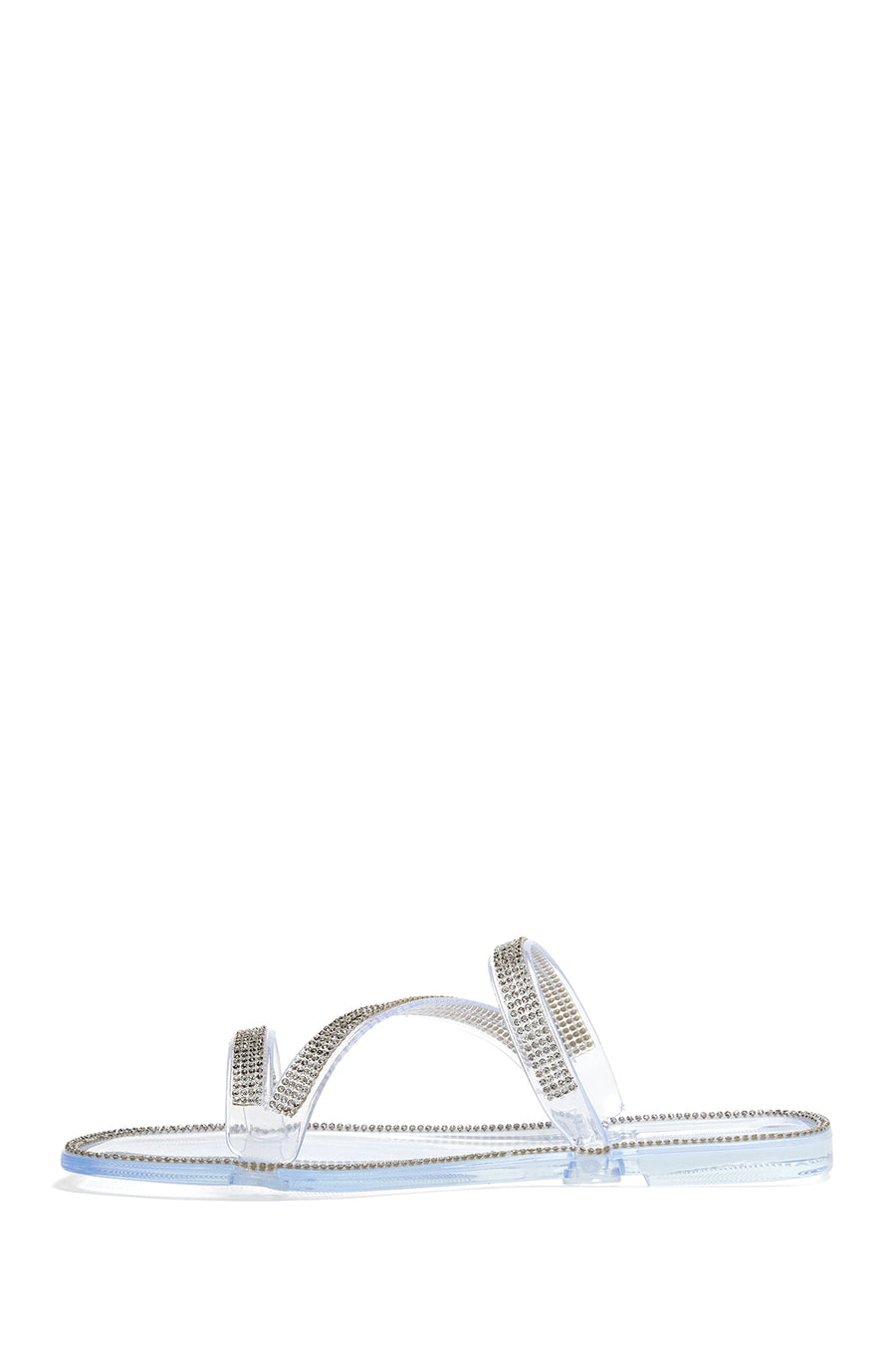 Women's White Jelly Transparent Stone Flat Slippers