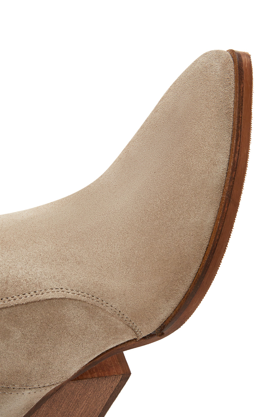 Women's Beige Suede Leather Cowboy Heeled Boots