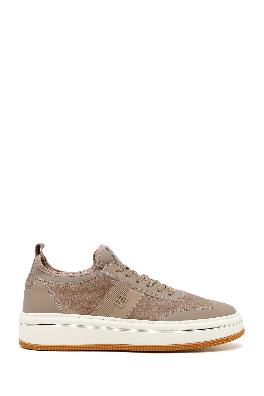 Erkek Bej Bağcıklı Kalın Tabanlı Deri Sneaker 26SFD611414 | Derimod