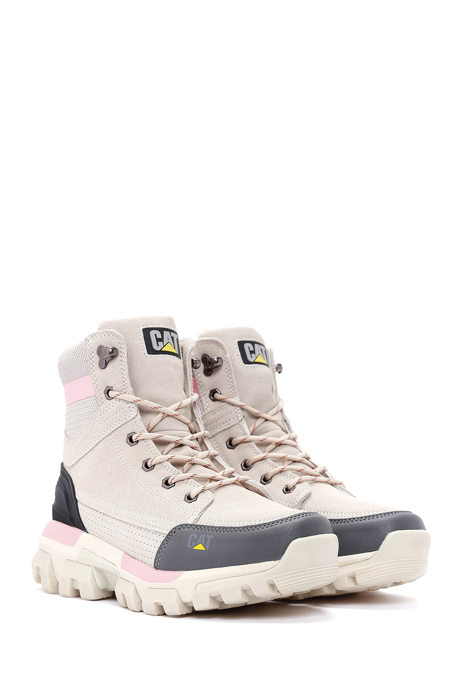 Caterpillar Women's Beige Leather Sports Boots