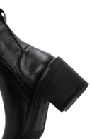 Women's Black Leather Zippered Heeled Boots | Derimod