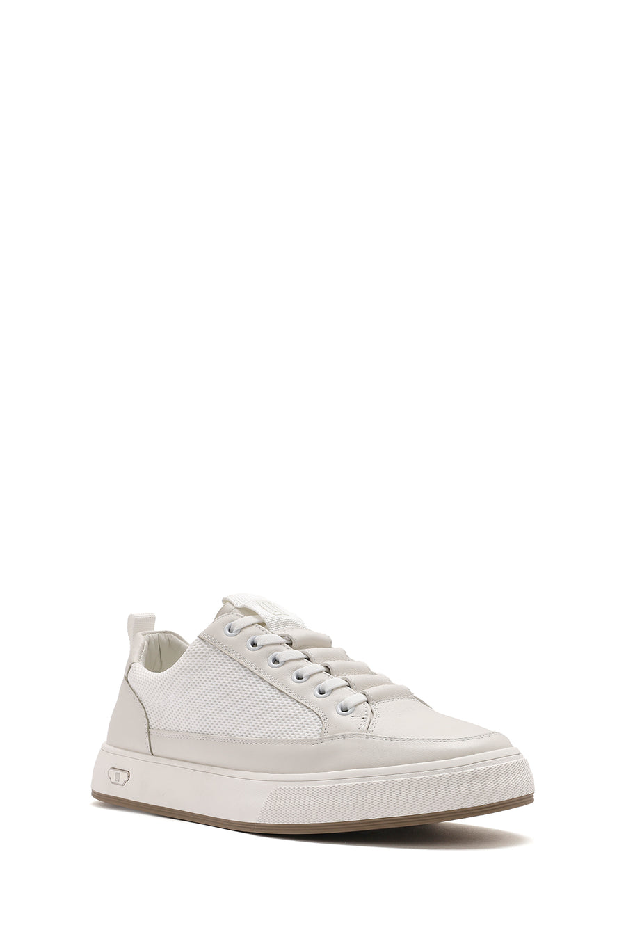 Erkek Beyaz Bağcıklı Deri Sneaker