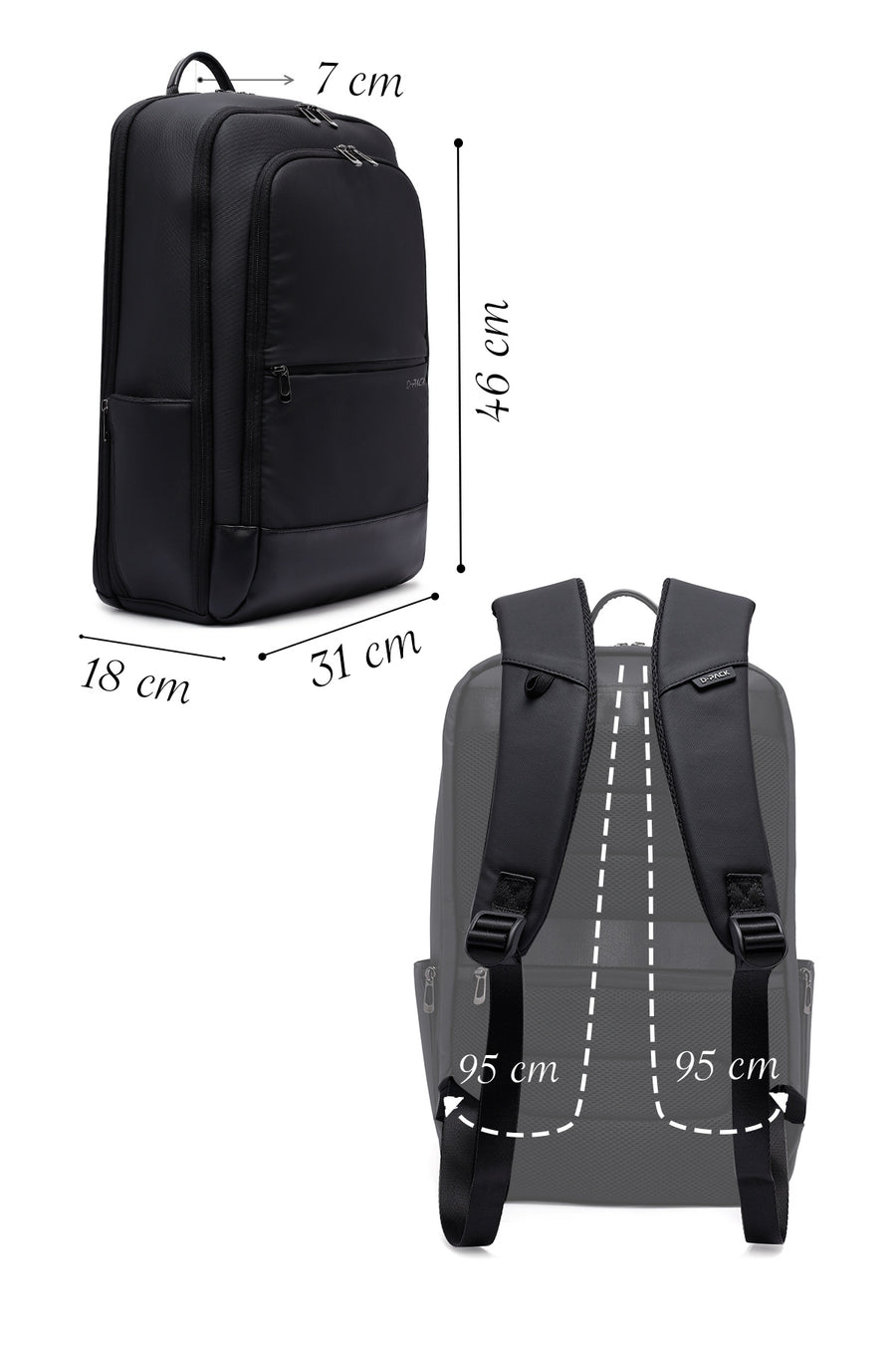 D-Pack Unisex Black Backpack