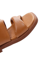 Women's Tan Leather Comfort Slippers | Derimod