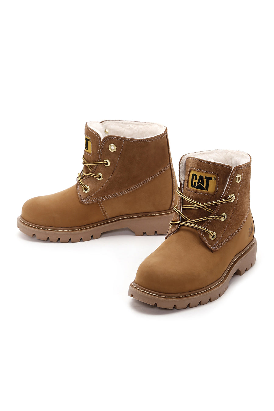Caterpillar Women's Camel Vermont Fur Nubuck Leather Boots