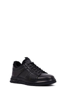 Erkek Siyah Bağcıklı Deri Casual Sneaker | Derimod