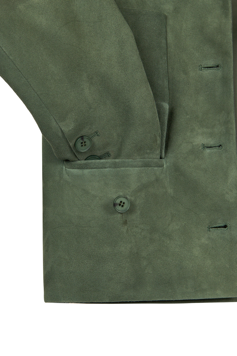 Cassandra Kadın Yeşil Slim-Fit Süet Deri Ceket