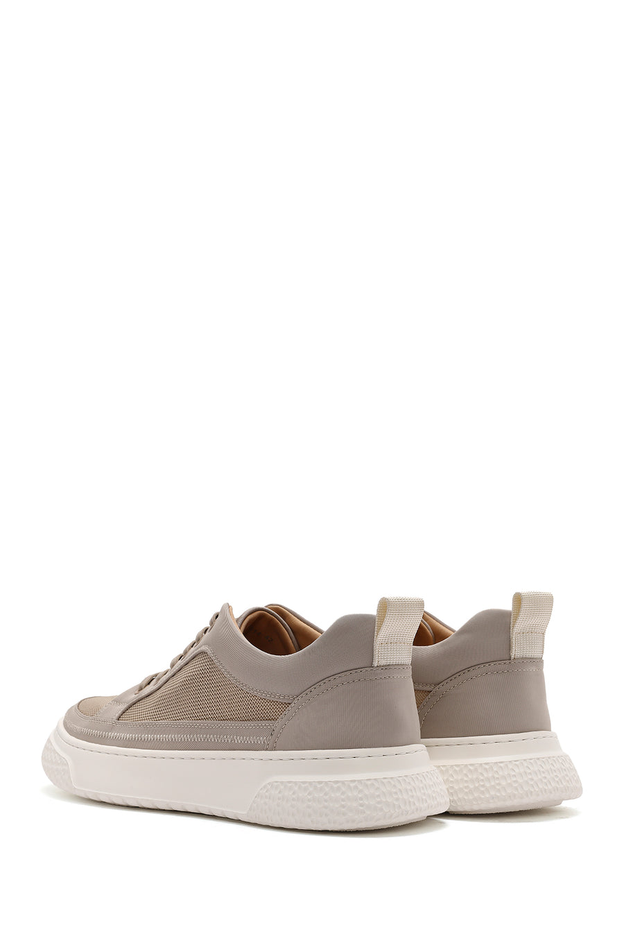 Erkek Bej Bağcıklı Kumaş Sneaker