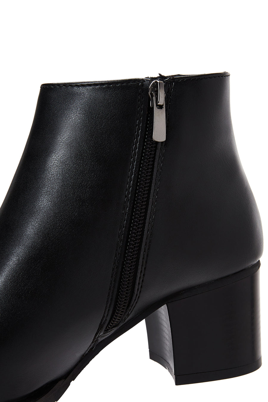 Women's Black Zipper Heeled Classic Boots