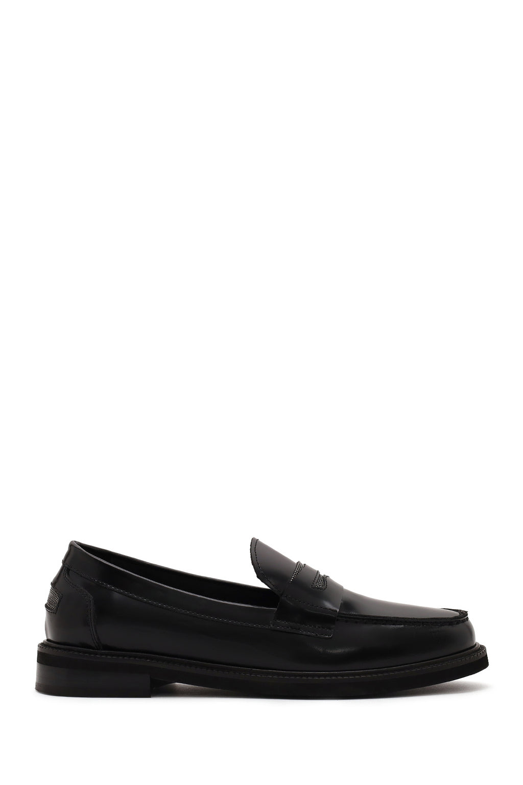 Kadın Siyah Deri Maskülen Loafer