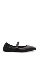Women's Black Banded Leather Ballerinas | Derimod
