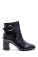 Women's Leather Buckle Detailed Heeled Boots | Derimod