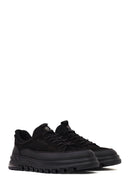 Erkek Siyah Bağcıklı Nubuk Deri Sneaker | Derimod