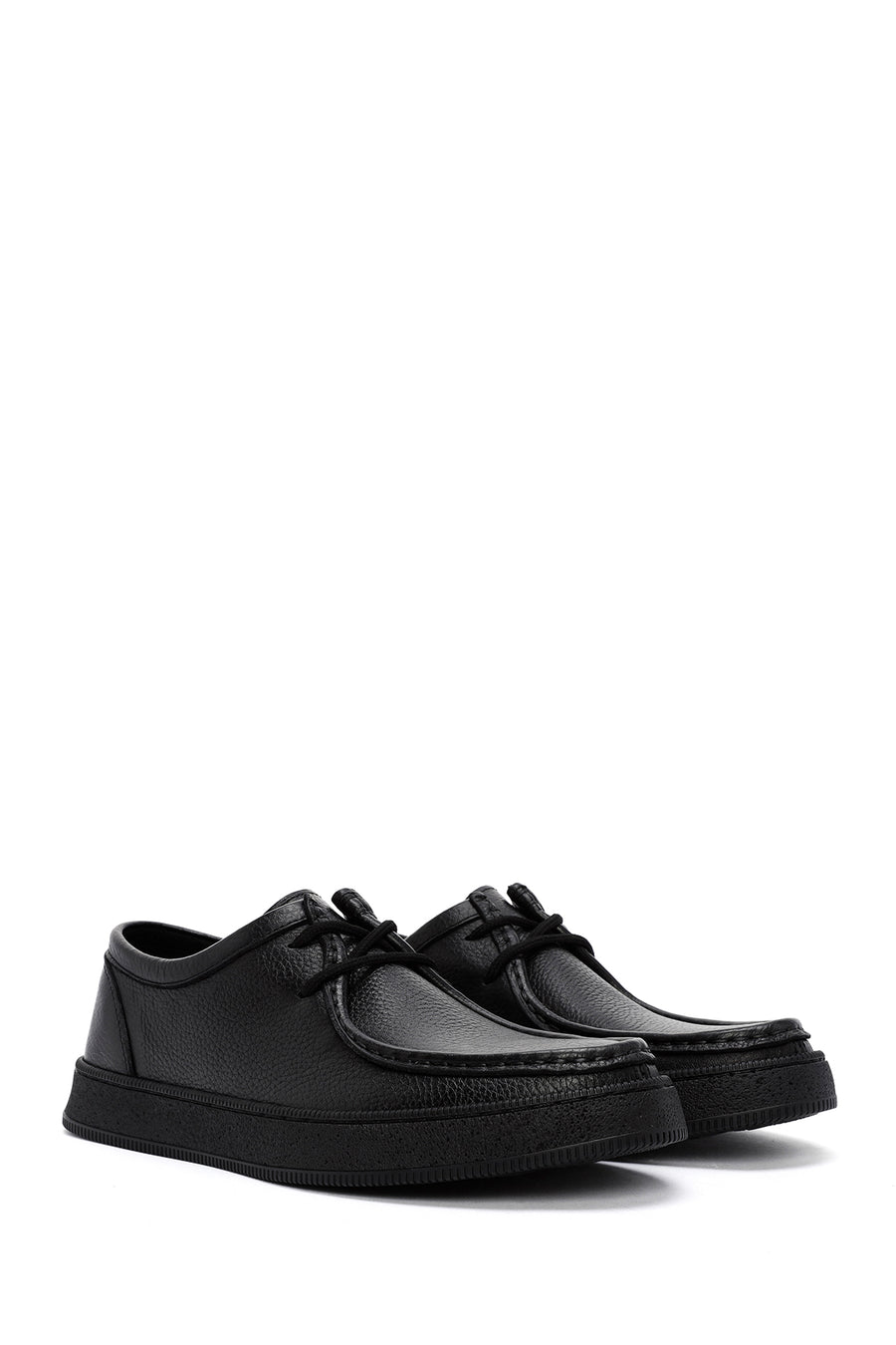 Male Black Lace-up Leather Casual Shoes