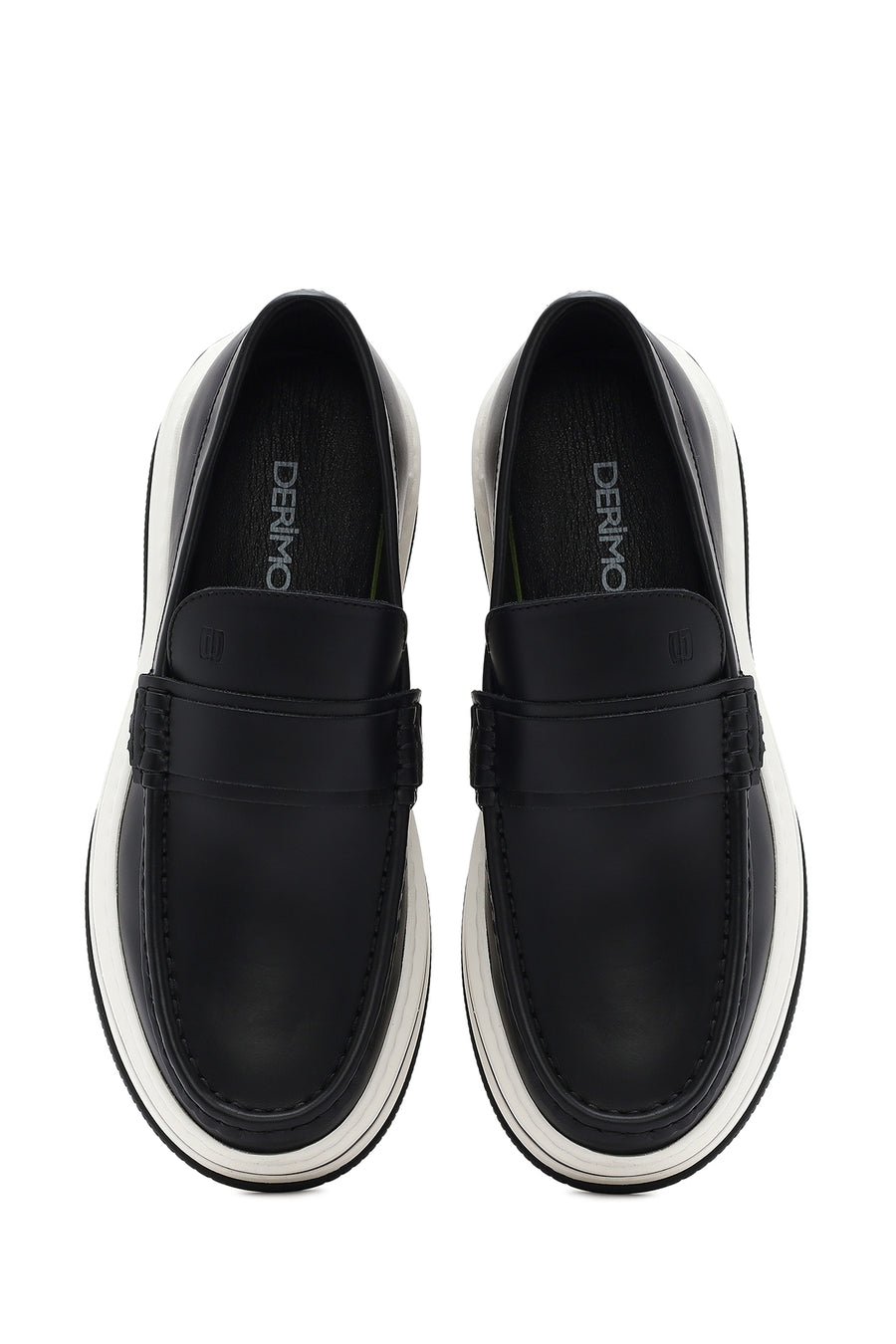 Erkek Siyah Kalın Tabanlı Deri Casual Loafer