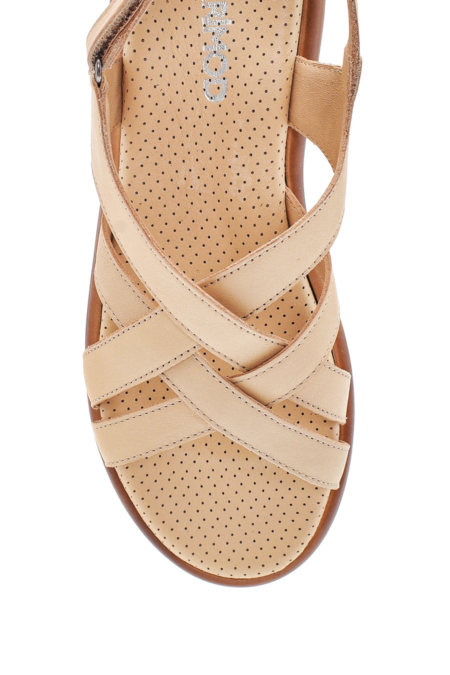 Women's Beige Leather Comfort Sandals