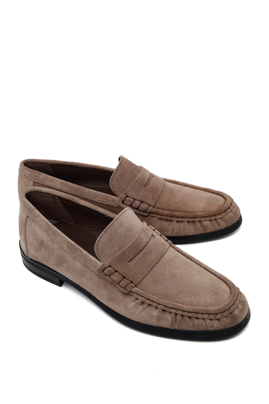 Erkek Gri Süet Deri Casual Loafer