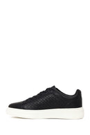 Erkek Siyah Bağcıklı Deri Sneaker | Derimod
