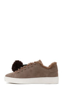 Kadın Vizon Bağcıklı Charmlı Süet Deri Teddy Sneaker | Derimod
