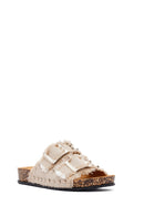Women's Beige Stone Detailed Fabric Slippers | Derimod