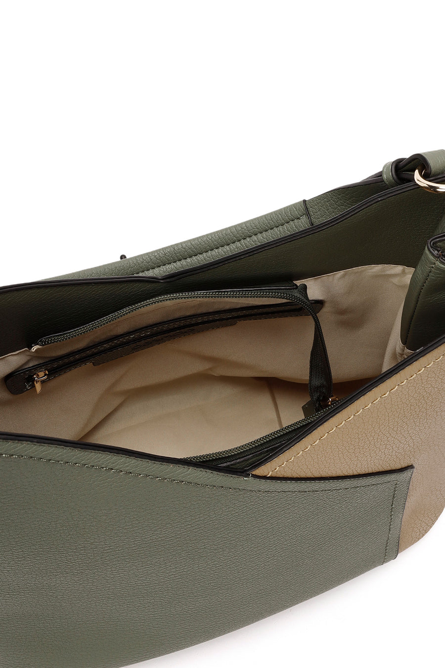 Woman Green Shoulder Bag with Short and Long Straps