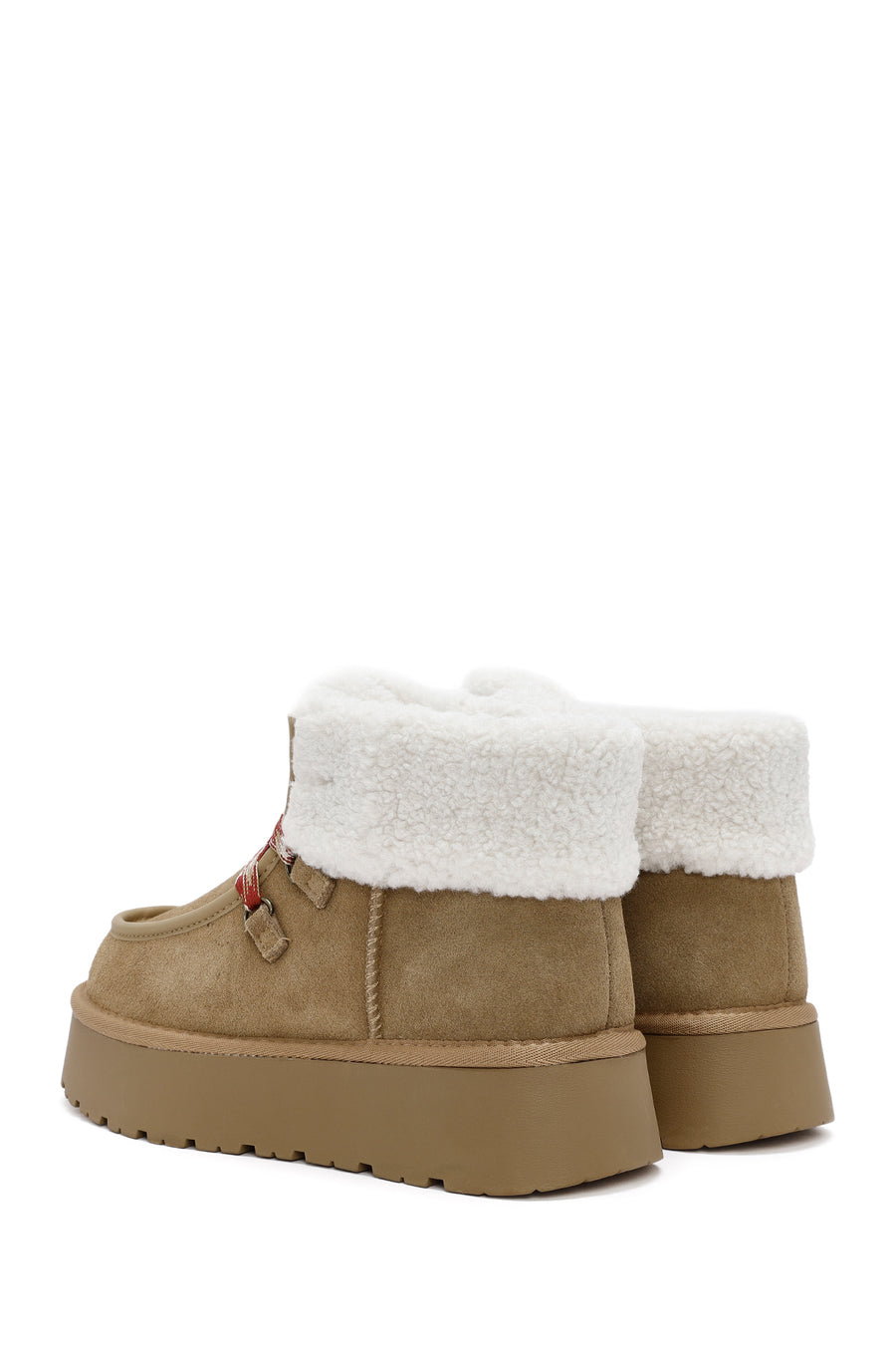 Woman Tan Thick-Soled Suede Leather Teddy Bot