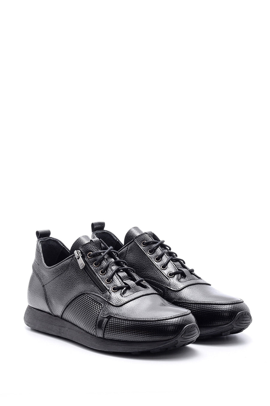 Men's Leather Shoes with Zipper Detail