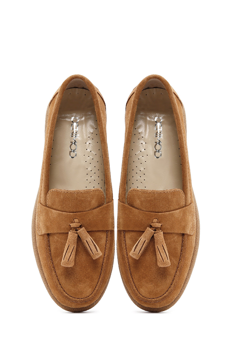 Kadın Taba Süet Deri Comfort Loafer