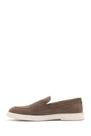 Men's Beige Double Buckle Suede Leather Loafer | Derimod