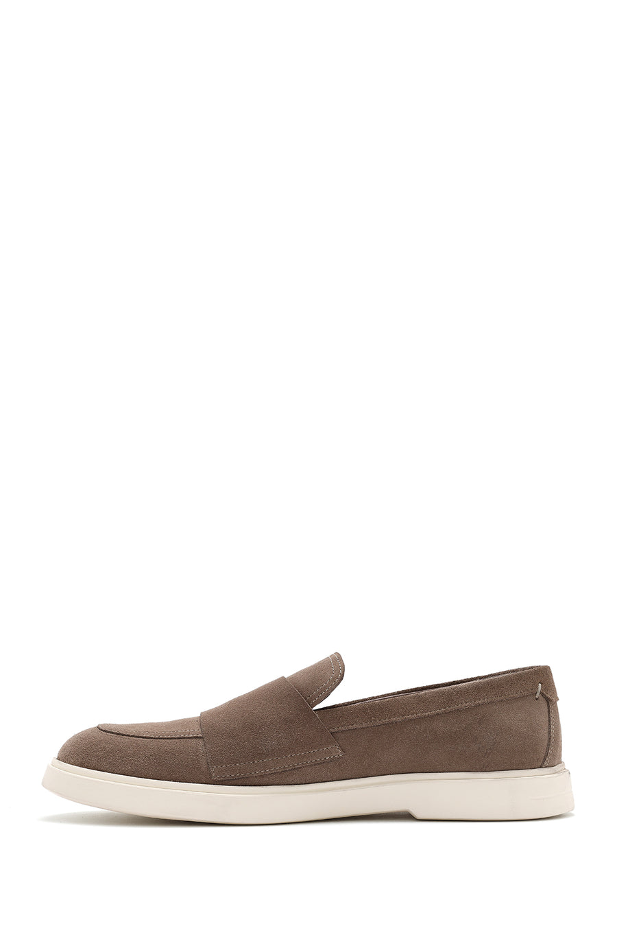 Men's Beige Double Buckle Suede Leather Casual Loafer
