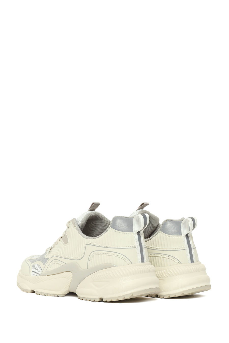 Kadın Gri Kalın Tabanlı Bağcıklı Sneaker