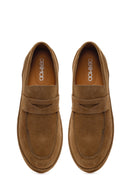 Men's Tan Suede Leather Loafers | Derimod