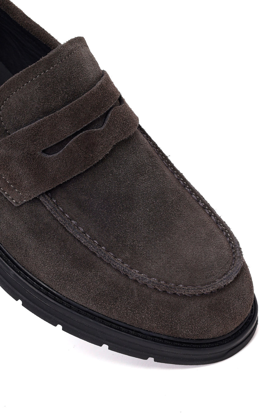 Erkek Gri Süet Deri Casual Loafer