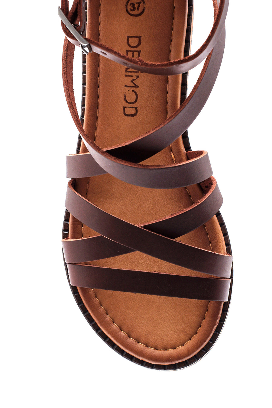 Women's Brown Leather Zippered Bodrum Sandals