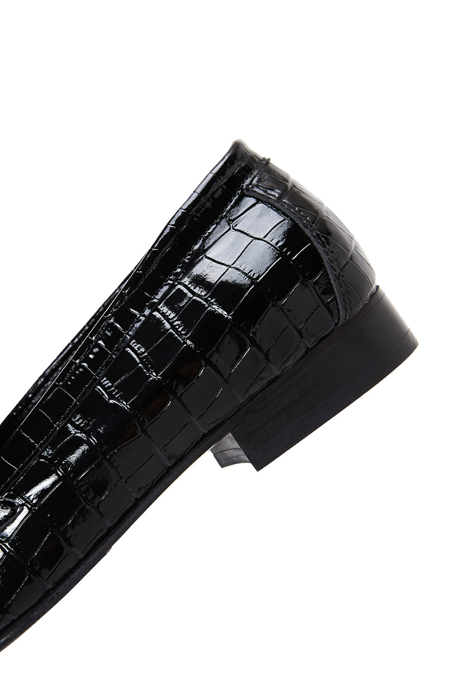 Women's Black Leather Crocodile Loafer