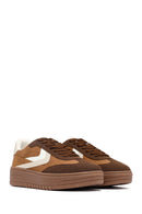 Women's Camel Lace-Up Thick-Soled Sneaker | Derimod