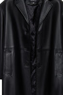 Emma Women's Black Leather Coat | Derimod